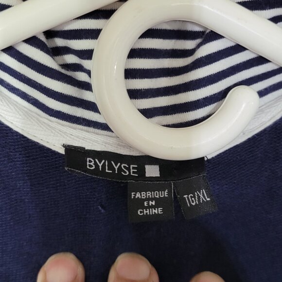 Bylyse Women XL Nautical Jacket – Navy & White Bamboo Blend Two-Way Zip Stretch - Picture 7 of 12